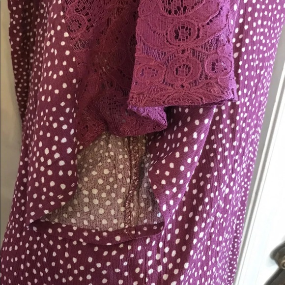 NWT Retrology Boho Woven Top Peasant Blouse S/S Lace Plus SIZE 1X  Berry - Picture 3 of 10
